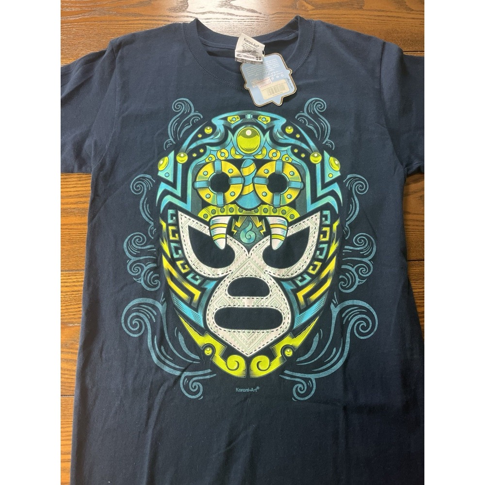 NWT NEW Karani-Art Mexican Lucha Libre Blue T Shirt Size Small
